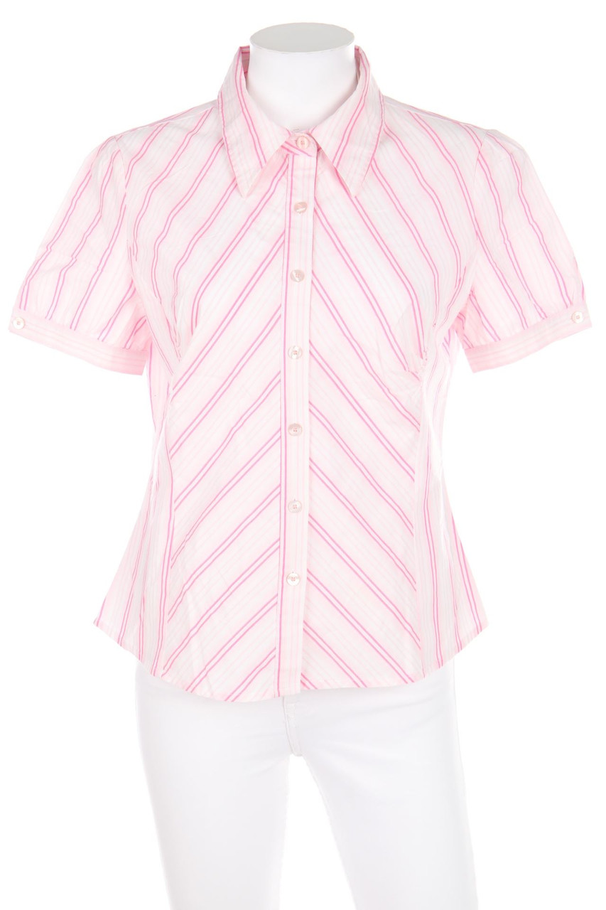 SECONDHAND - Hemd-Bluse mit kurzem Ärmel mit Streifen mit Stretch - D 40