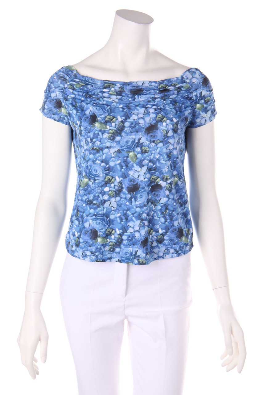 PUBLIC - Kurzarm-Bluse mit floralem Muster - D 38