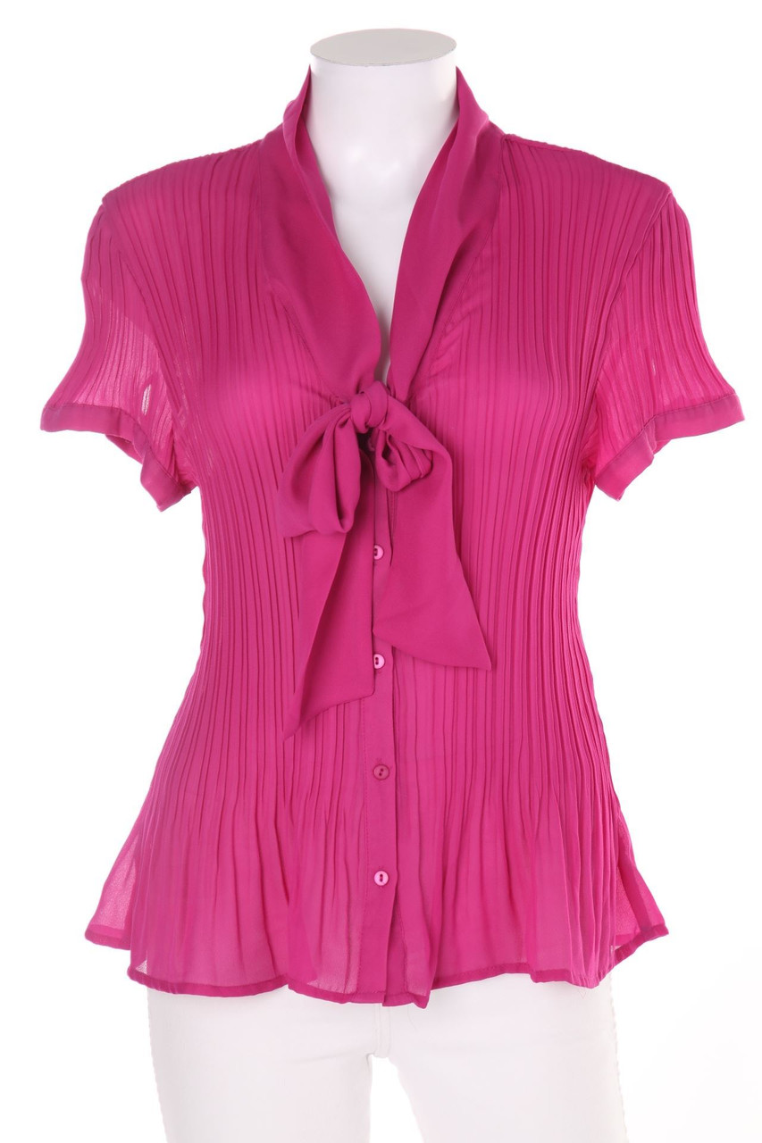 Sunny Leigh - Kurzarm-Plissee-Schluppen-Bluse - XL