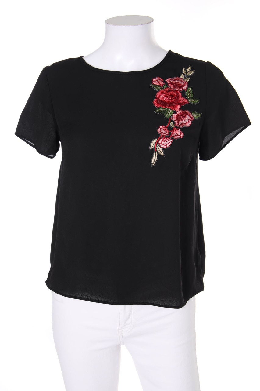 NEW LOOK - Kurzarm-Bluse mit Stickereien - D 34