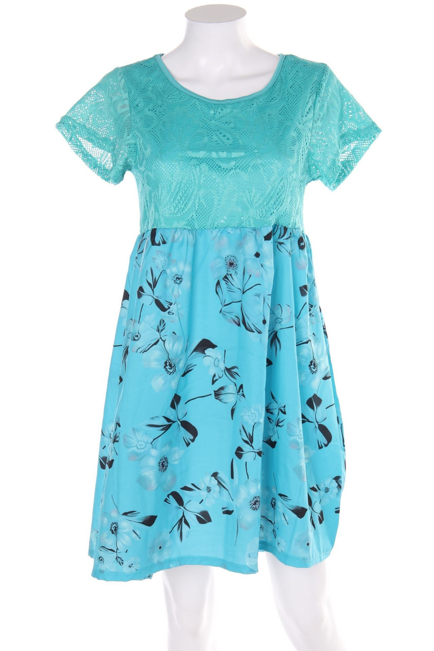 Ohne Label - Kurzarm-Kleid mit floralem Muster - S