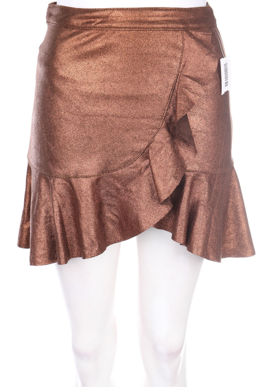 ONLY - Volants-Minirock in Wickel-Optik mit Metallic-Effekt - D 34