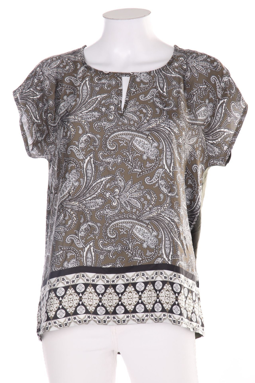 MORE & MORE - Kurzarm-Bluse mit Paisley-Print mit Batwing-Ärmeln - D 38