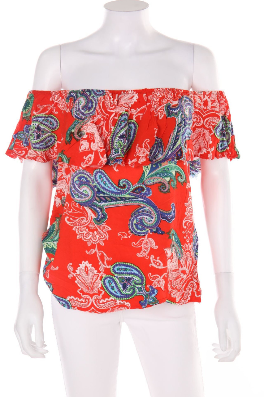 Festa - Carmen-Bluse mit Paisley-Print - D 44