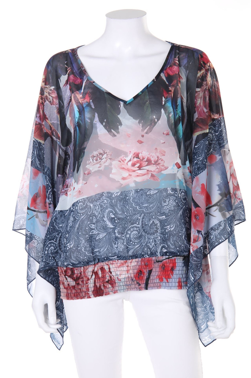 s.Oliver - Tunika-Bluse mit Batwing-Ärmeln mit floralem Muster mit Paisley-Print - M