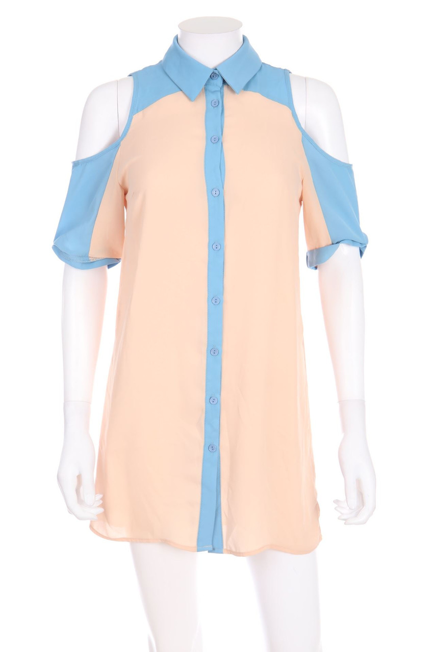 GLAMOROUS - Kurzarm-Mini-Blusenkleid mit Cut-outs - D 34-36