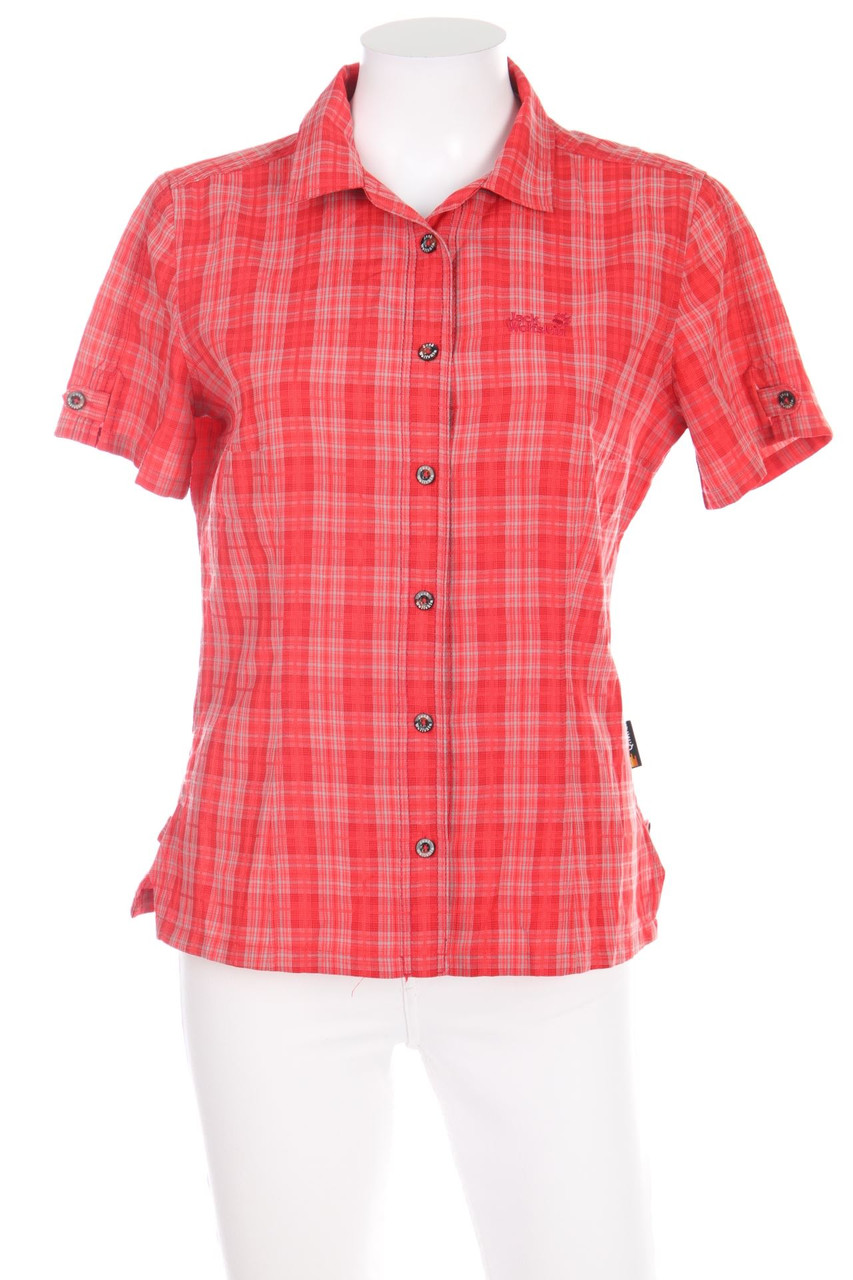 Jack Wolfskin - Outdoor-Kurzarm-Bluse mit Karo-Muster - S