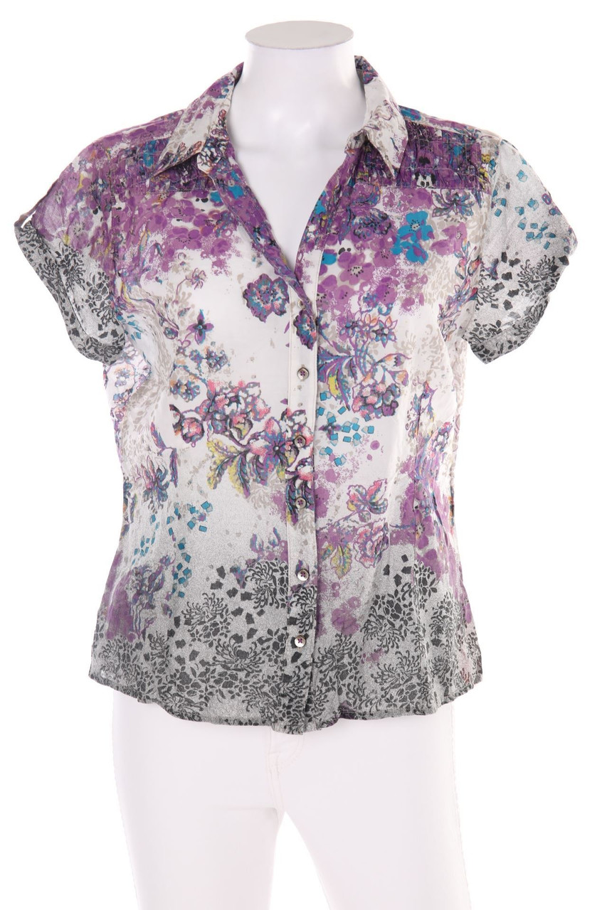 comma - Hemd-Bluse mit kurzem Ärmel mit floralem Muster - D 40