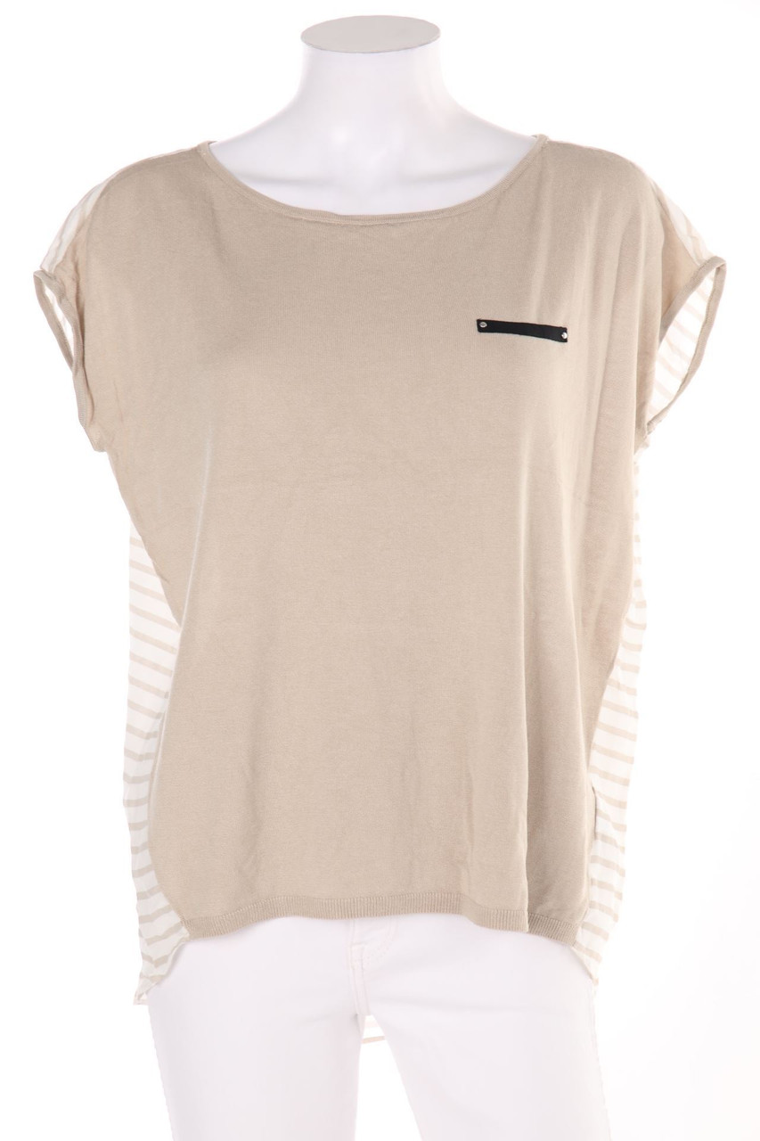 ESPRIT - Streifen-Kurzarm-Bluse mit Seide - M