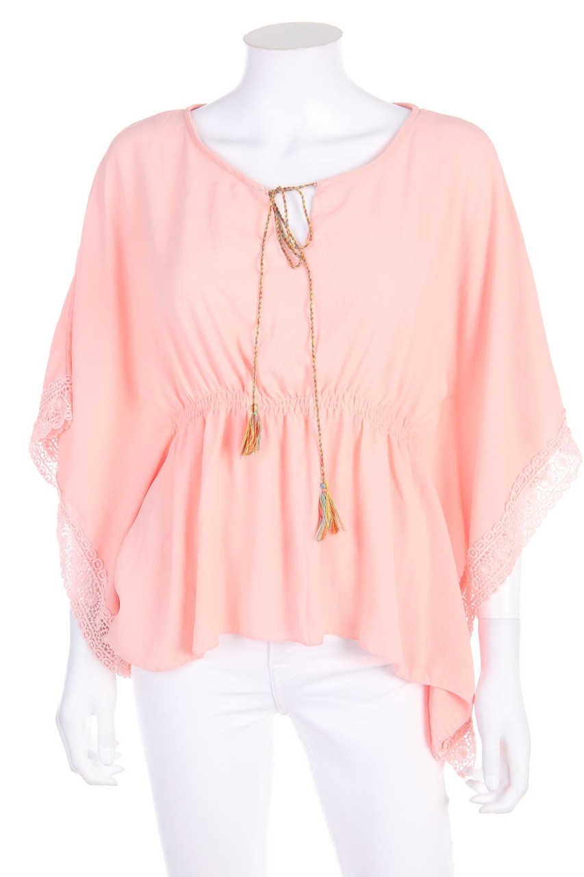 Ohne Label - Tunika-Bluse aus Crêpe mit Gummizug - S