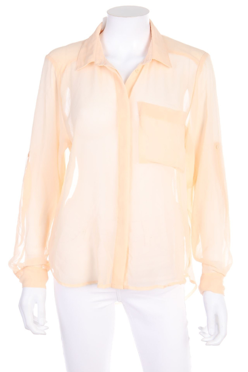 H&M - Chiffon-Hemd-Bluse mit Krempel-Ärmeln - D 40