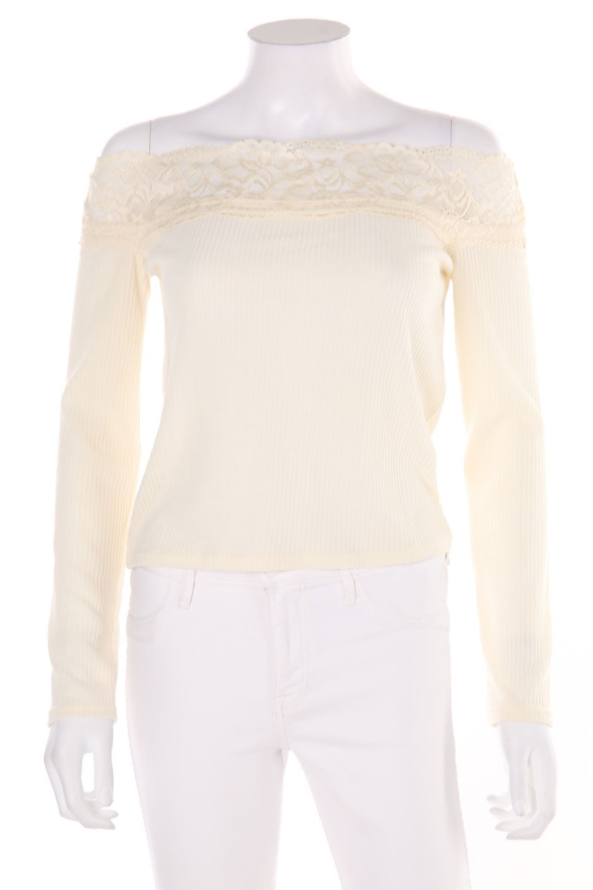 H&M DIVIDED - Carmen-Bluse mit Spitzen-Einsatz - M