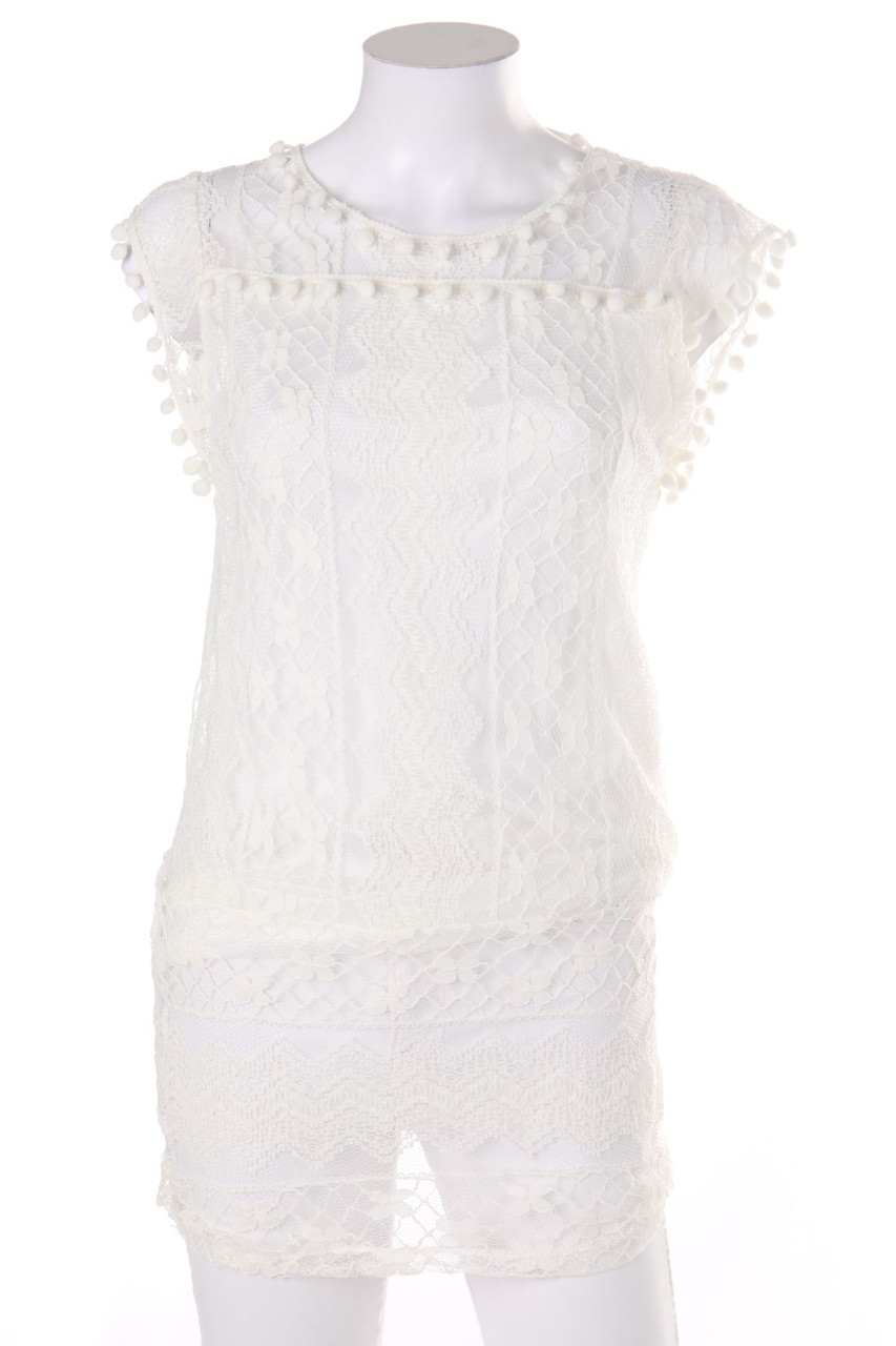 Ohne Label - Spitzen-Kurzarm-Bluse - S