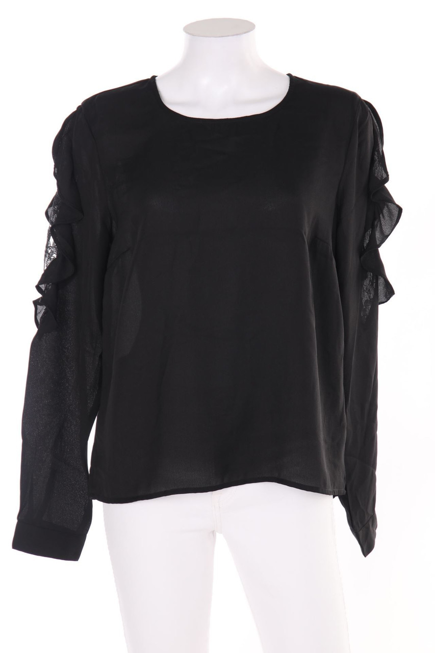 ICHI - Volant-Bluse mit Spitzen-Einsatz - D 40