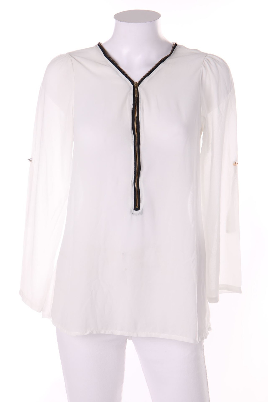 zebra - Tunika-Bluse mit Roll-up-Manschette - M