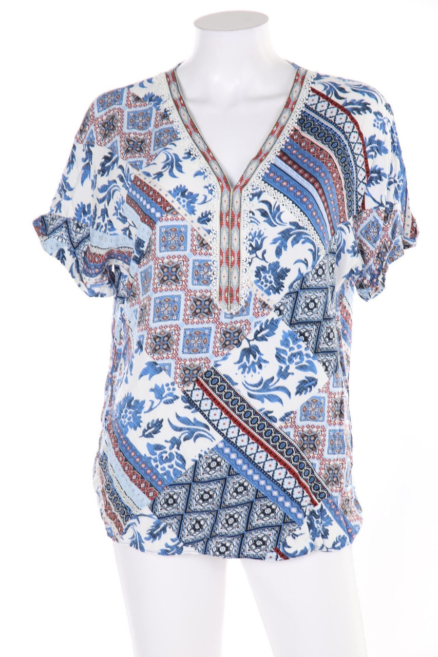 CANDA PREMIUM by C&A - Kurzarm-Bluse mit Muster mit Batwing-Ärmeln - D 38