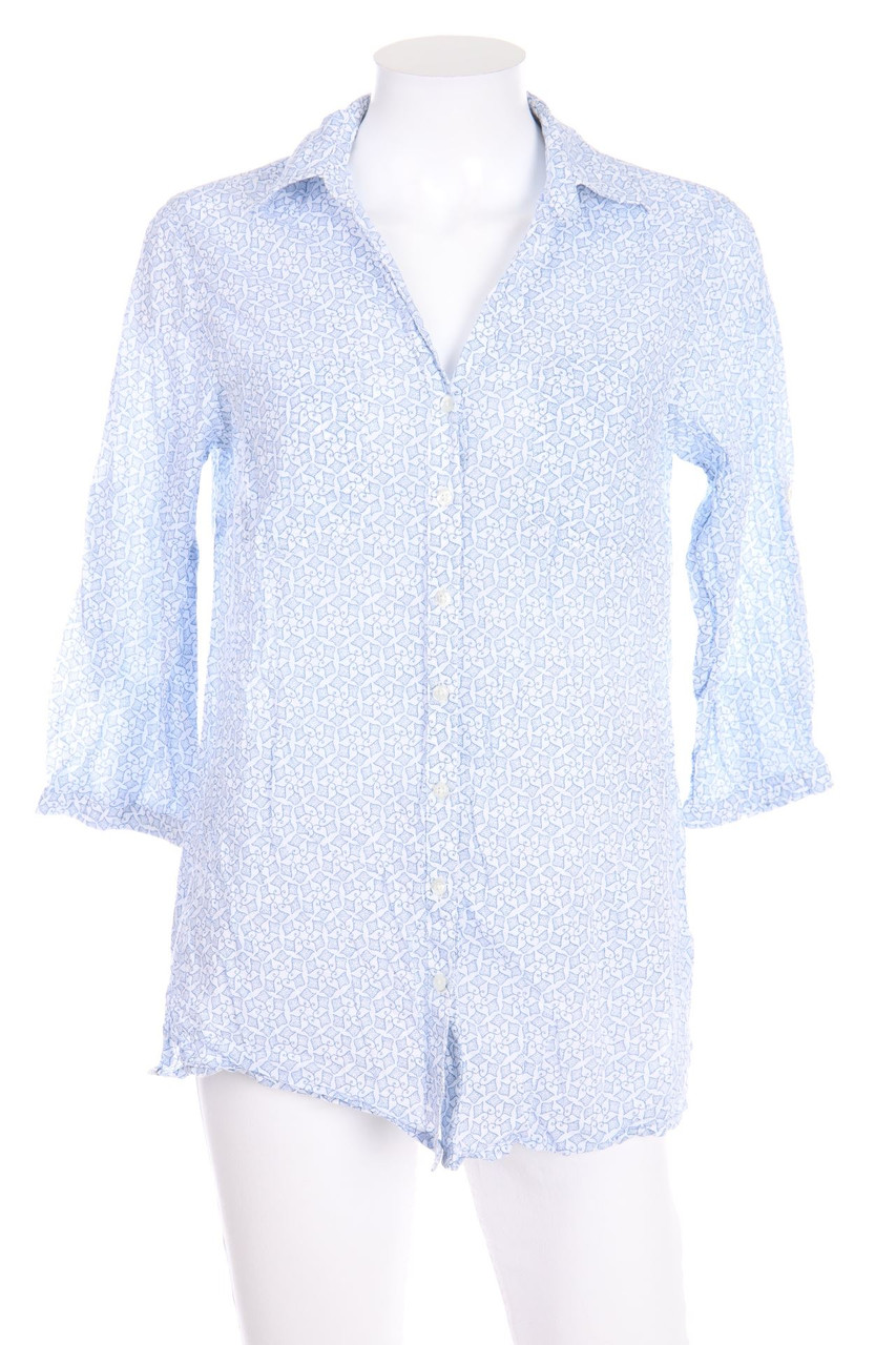 s.Oliver - Hemd-Bluse mit 3/4-Ärmel mit Krempel-Ärmeln mit Muster - D 38