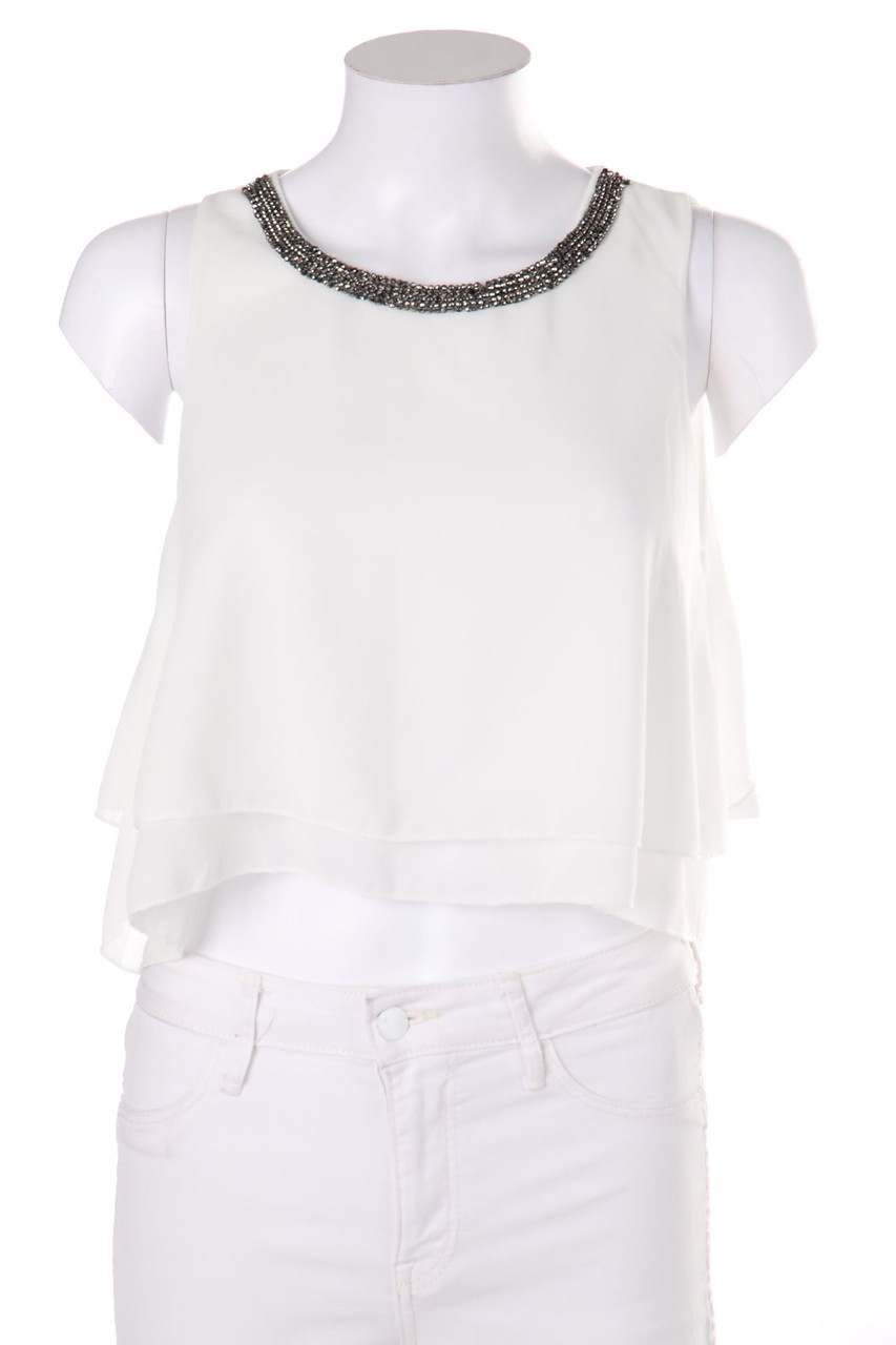 zebra - Blusentop mit Schmuckstein-Applikation - S