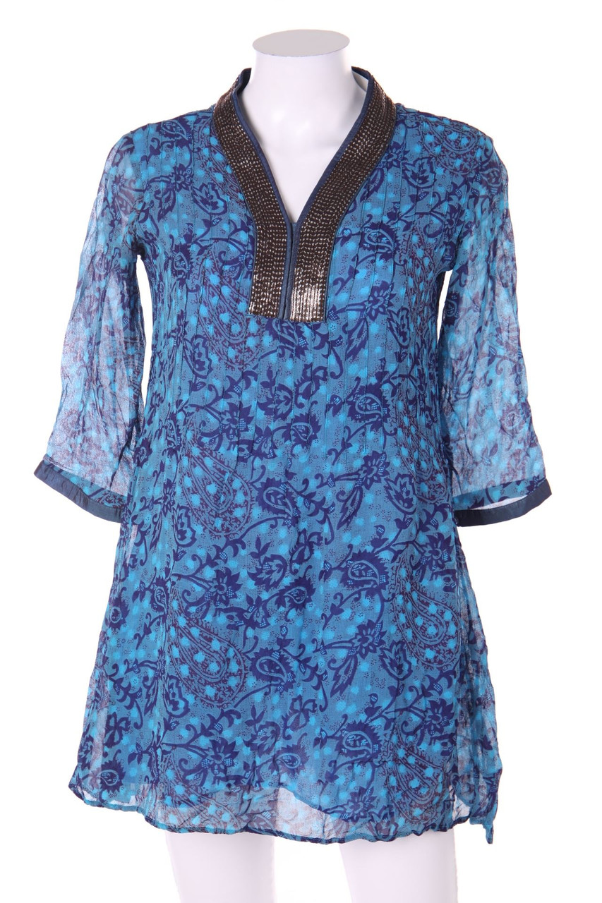 Ohne Label - Tunika-Bluse mit Paisley-Print mit Pailletten - S