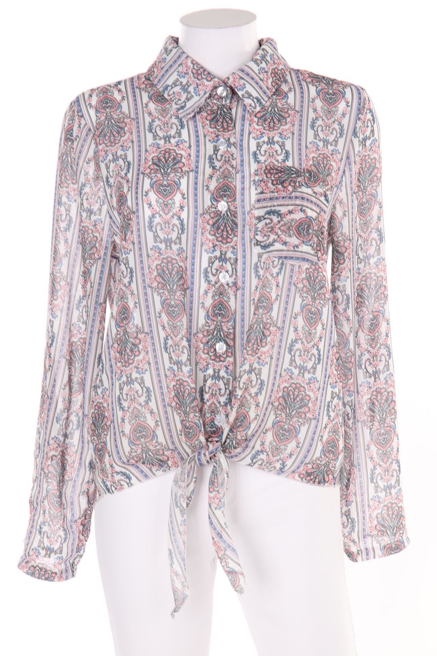 zebra&#x20;-&#x20;Print-Bluse&#x20;mit&#x20;Roll-up-Manschette&#x20;zum&#x20;Knoten&#x20;-&#x20;S