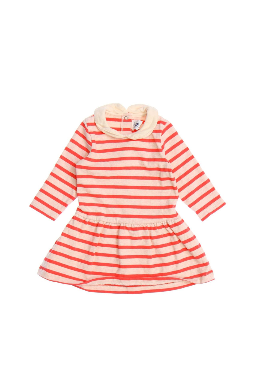 PETIT BATEAU - Kleid mit Bubi-Kragen mit Streifen - 74