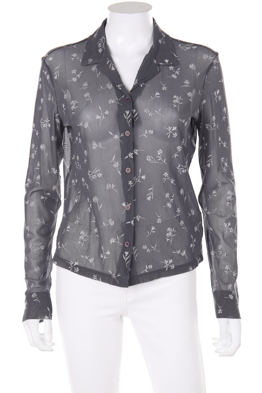 ESPRIT - Mesh-Hemd-Bluse mit floralem Muster - L