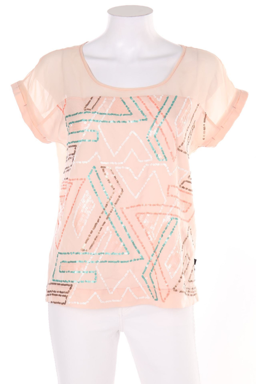 DEPT - Kurzarm-Bluse mit Pailletten - S