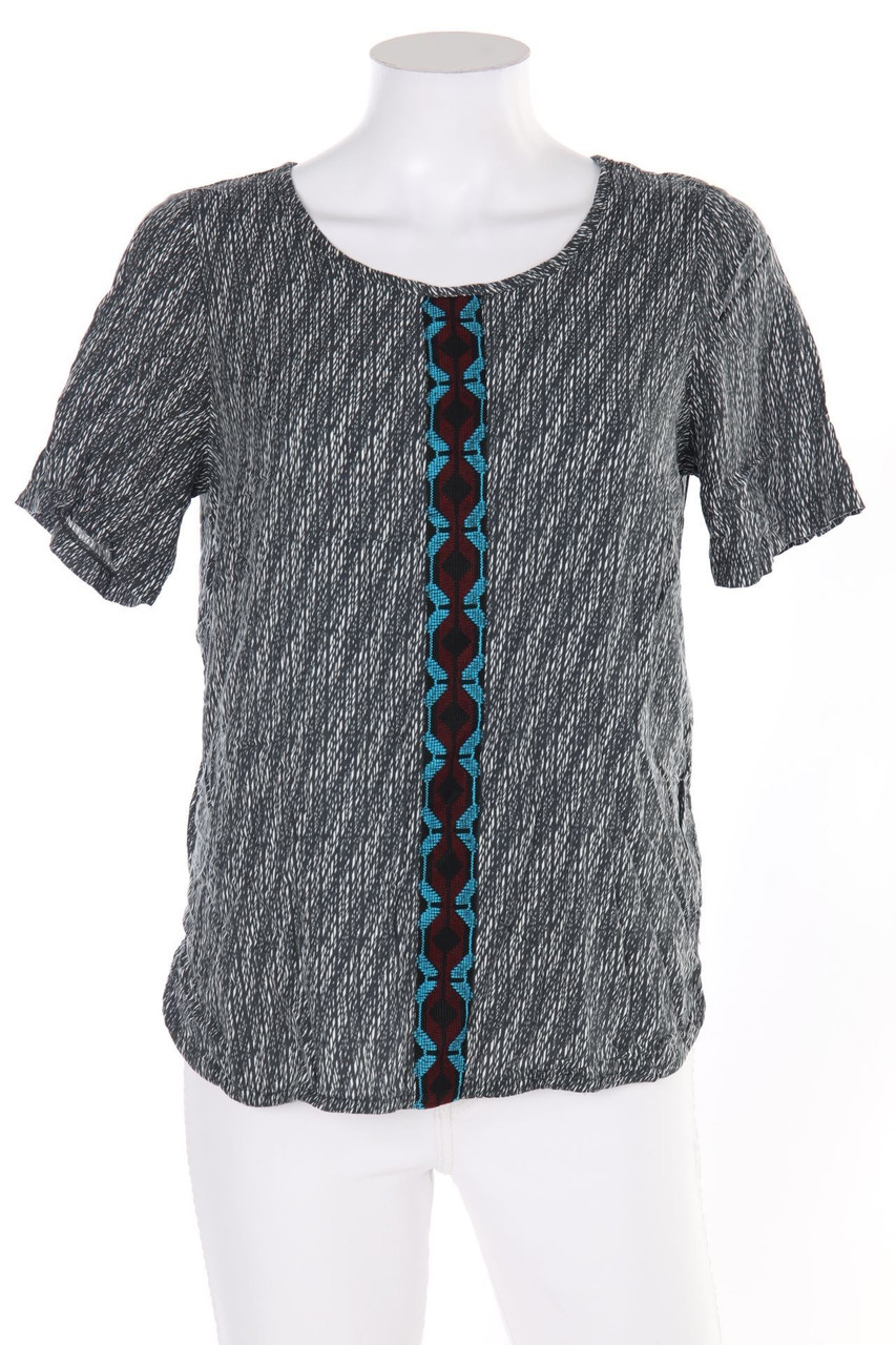 pieces - Kurzarm-Bluse mit Print - M