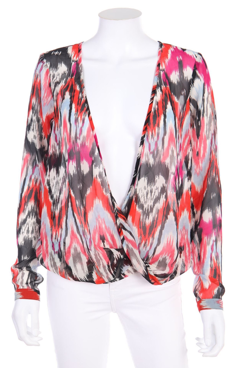 VERO MODA - Bluse in Wickel-Optik mit Zickzack-Muster - XS