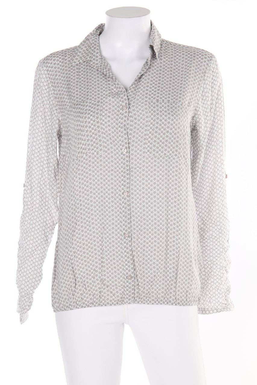 TOM TAILOR - Hemd-Bluse mit Muster mit Krempel-Ärmeln - D 36