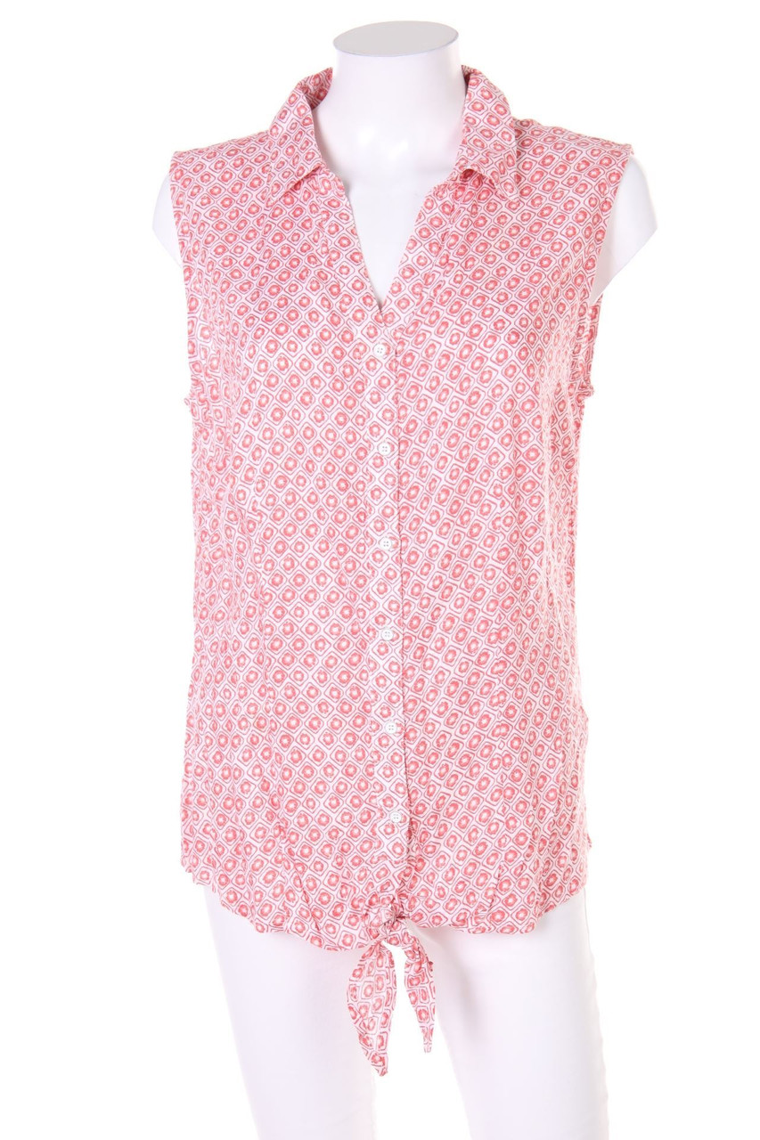 GINA BENOTTI - ärmellose Hemd-Bluse mit Muster zum Knoten - D 40-42