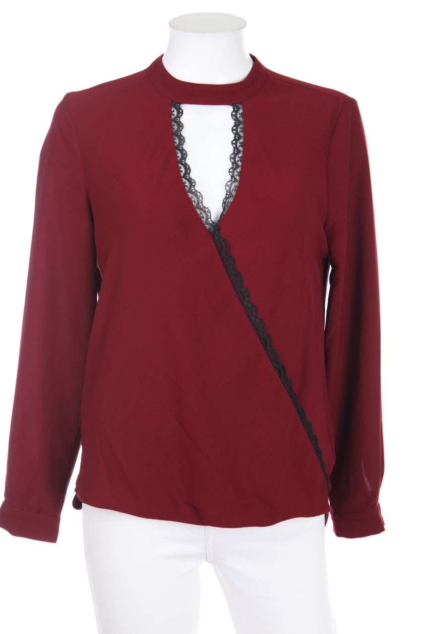 Miss Selfridge - Bluse in Wickel-Optik mit Spitze - D 34