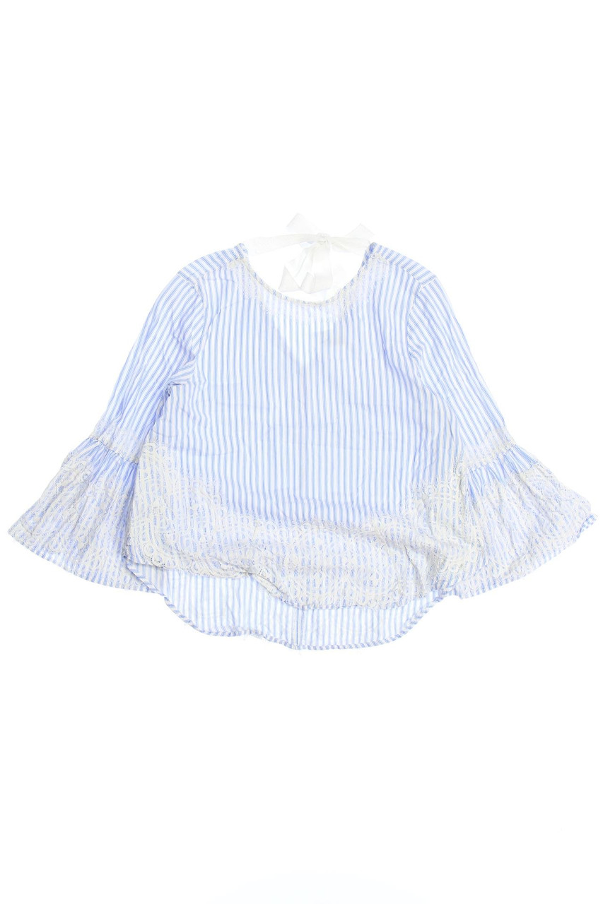 Ohne Label - Bluse mit Streifen mit Spitze - 164