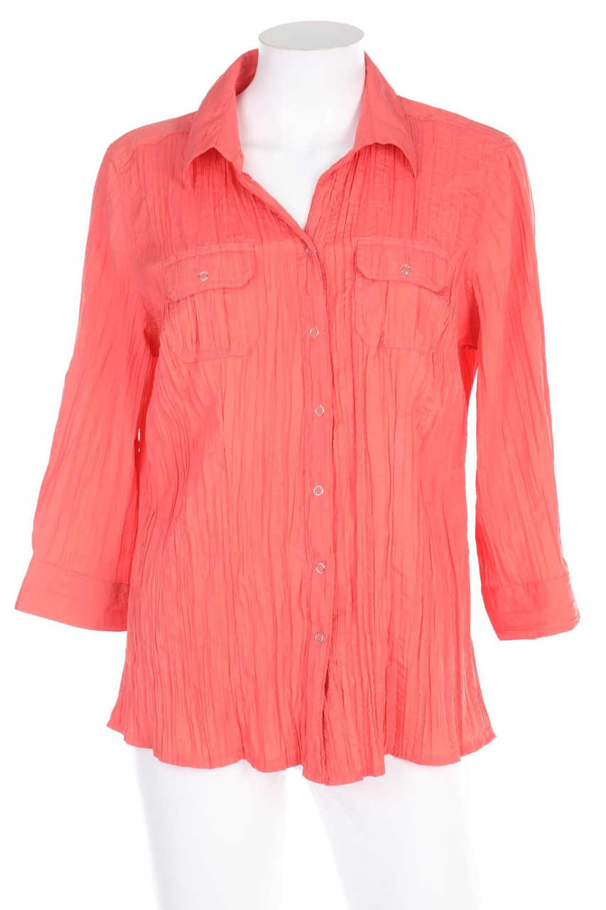 CANDA by C&A - Plissee-Hemd-Bluse mit 3/4-Ärmel mit aufgesetzten Taschen - D 40