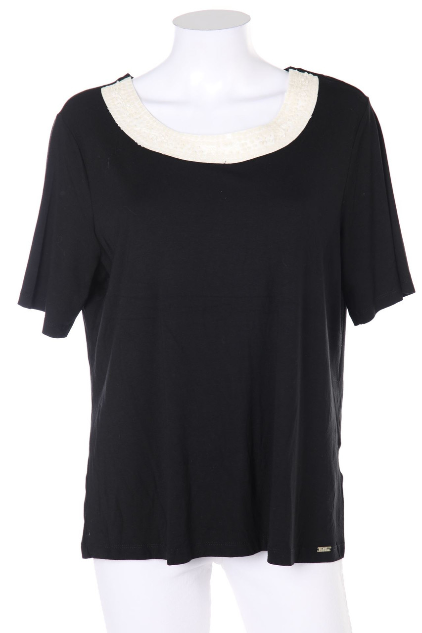 Ohne Label - Kurzarm-Shirt mit Pailletten - D 48