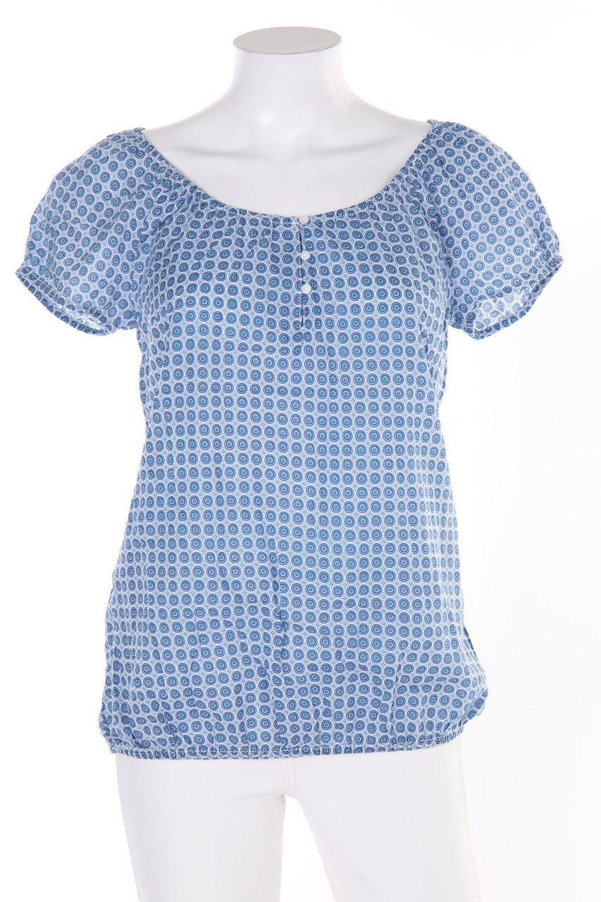 s.Oliver - Kurzarm-Carmen-Bluse mit geometrischem Muster - D 36