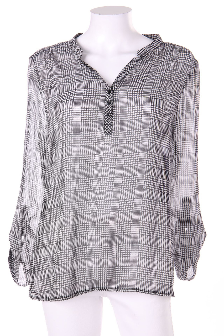 MANOR woman - Bluse mit Karo-Muster mit Krempel-Ärmeln - D 40