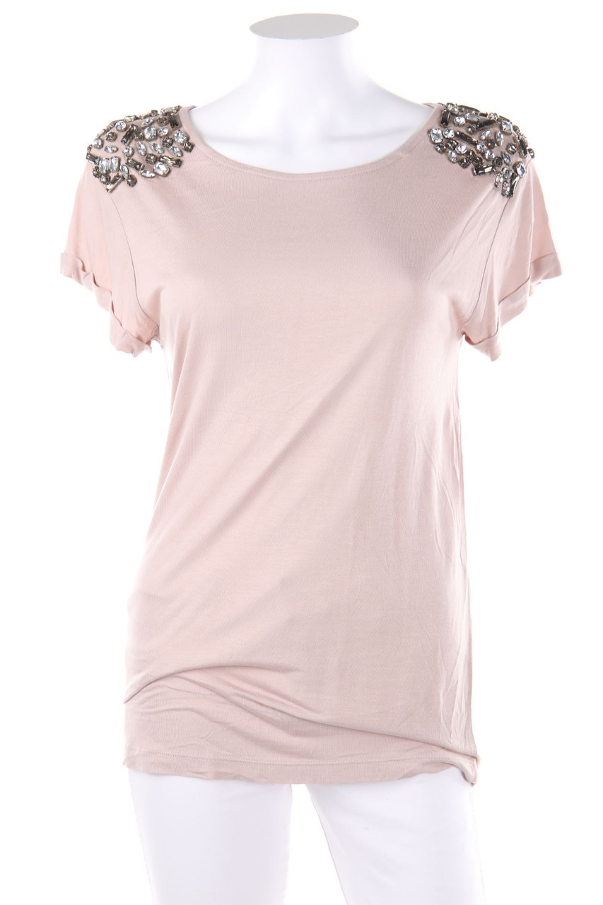 MANGO SUIT - Kurzarm-Shirt mit Schmuckstein-Applikation - XS