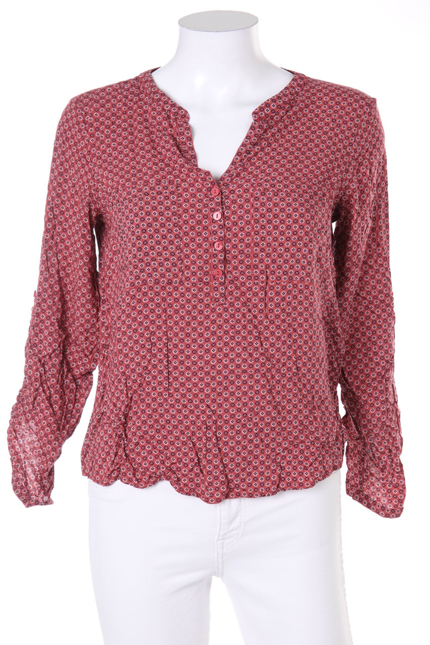 TOM TAILOR - Bluse mit geometrischem Muster mit Krempel-Ärmeln - D 34