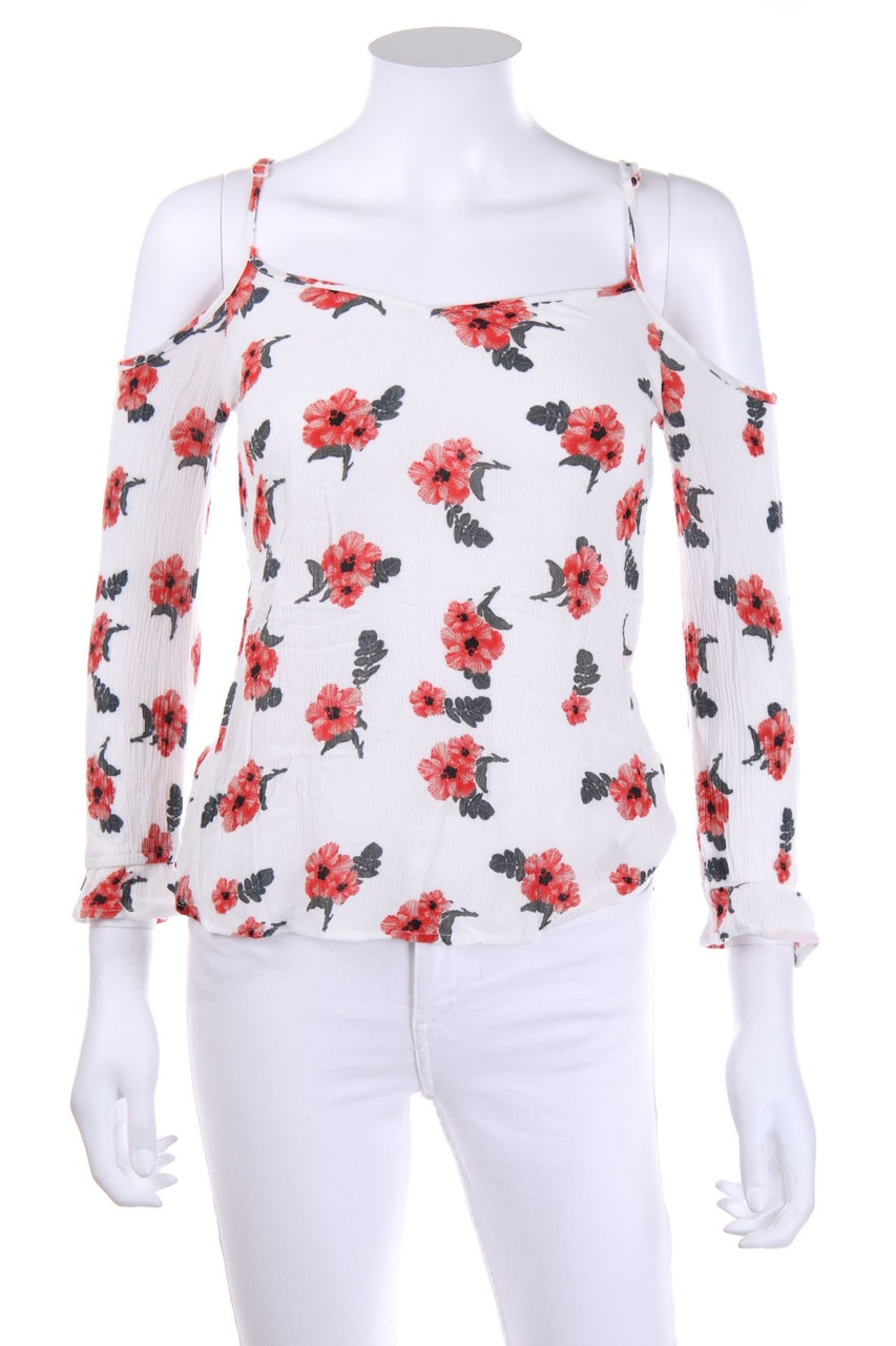 RAINBOW - Cold-Shoulder-Bluse mit floralem Muster - D 32