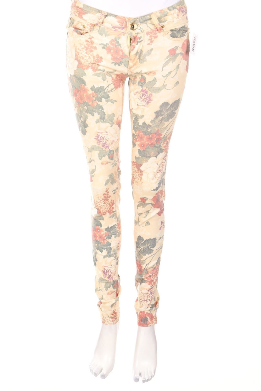 SECONDHAND - Skinny-Jeans mit Blumen-Print - W28