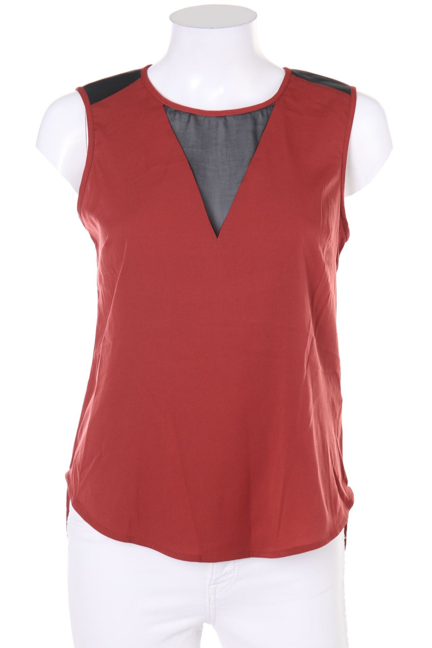 VERO MODA - Blusentop mit Kunstleder-Details - XS