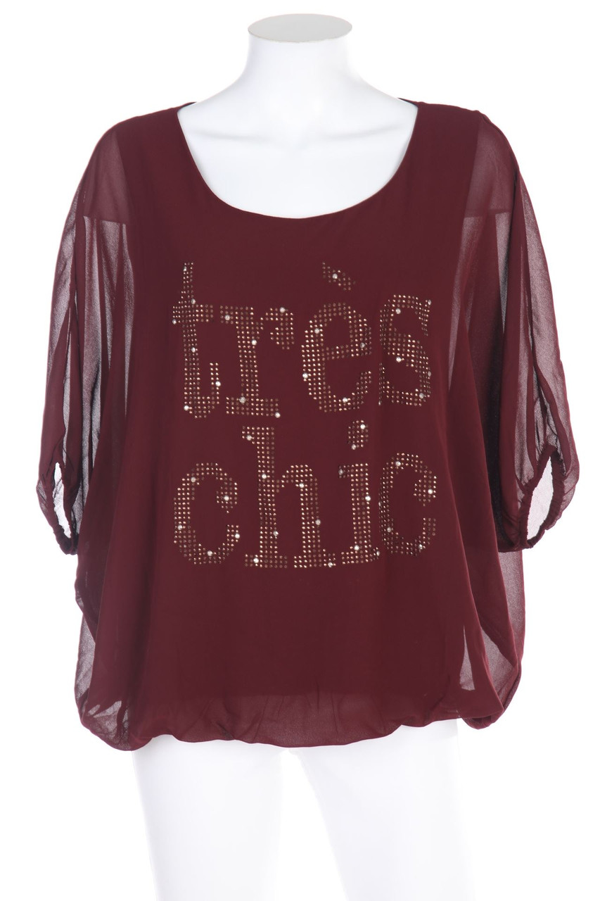 COLLOSEUM - Bluse mit 3/4-Ärmel mit Strass-Steinen mit Batwing-Ärmeln - S