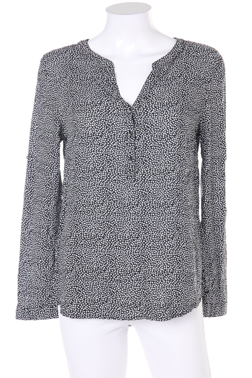 s.Oliver - Bluse mit Muster mit Krempel-Ärmeln - D 38