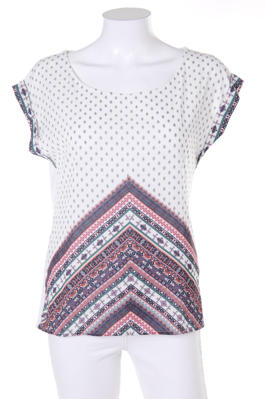 promod - Kurzarm-Bluse mit Print mit Batwing-Ärmeln - S