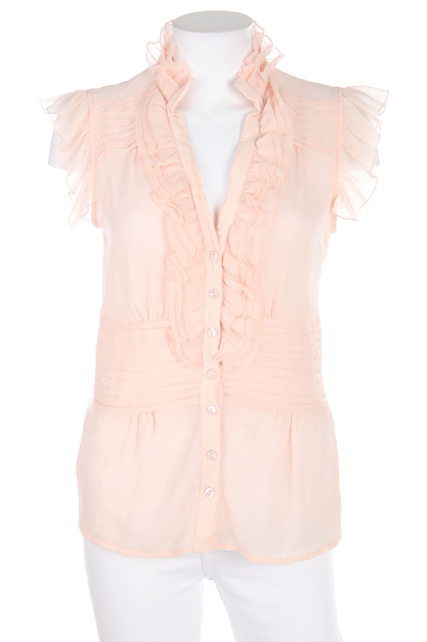 zebra - Kurzarm-Bluse mit Rüschen - S