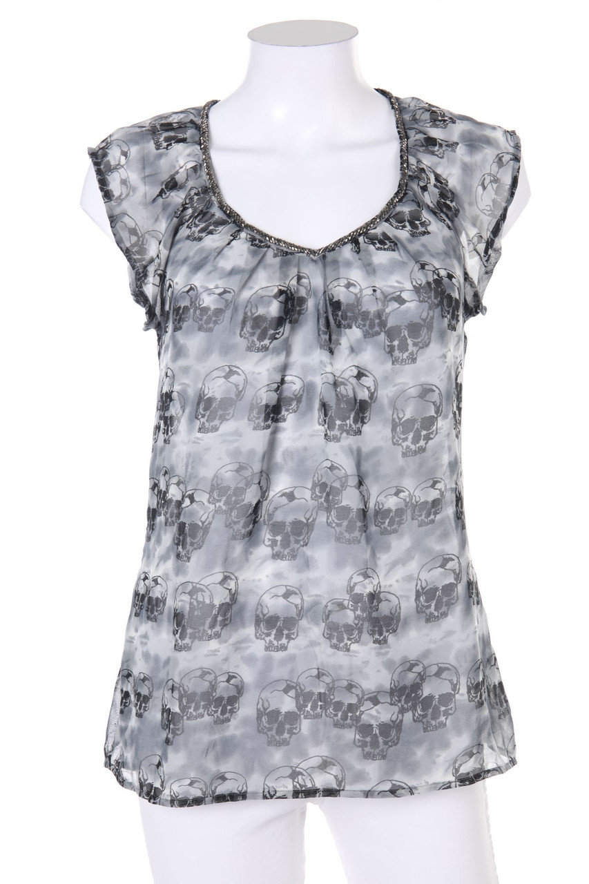 ONLY - Kurzarm-Bluse mit Print - D 36