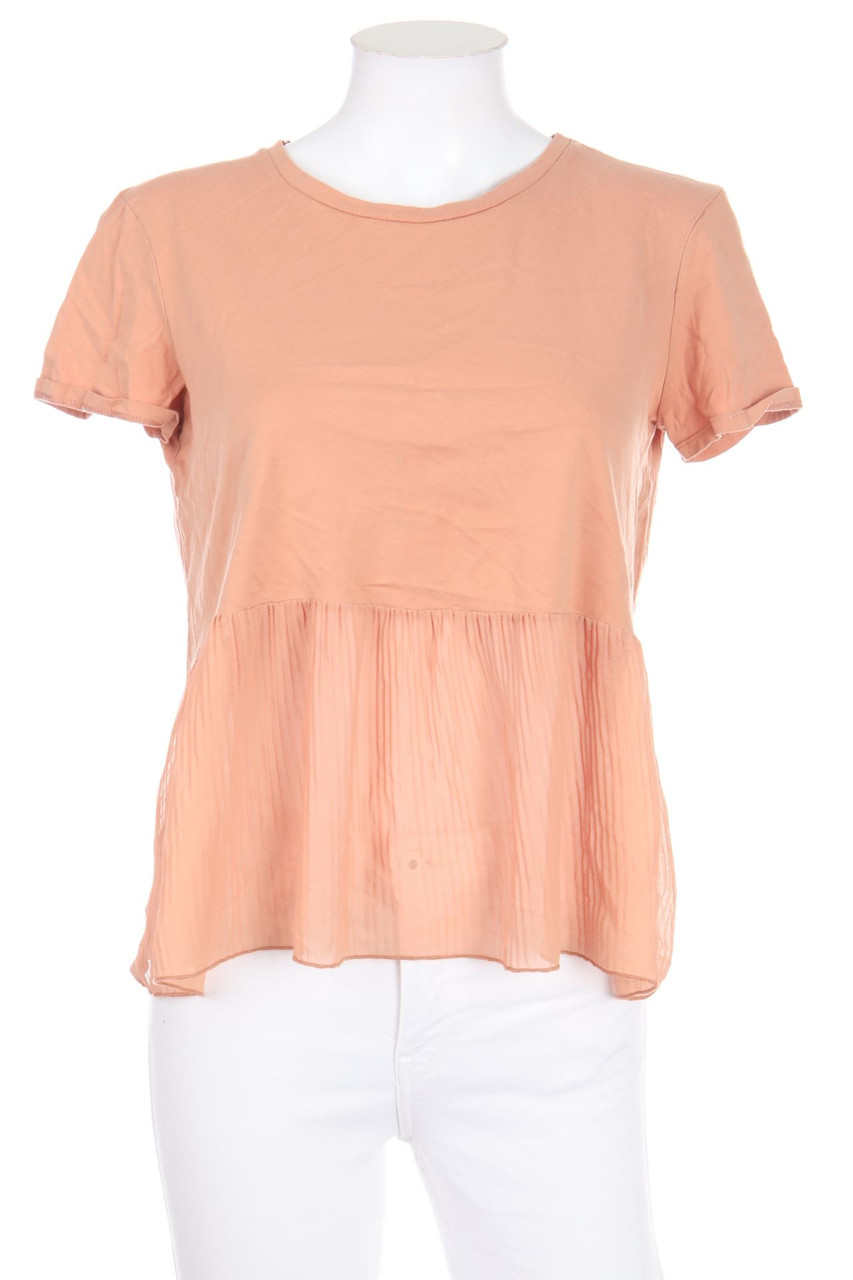 ZARA - Kurzarm-Shirt mit Chiffon - S