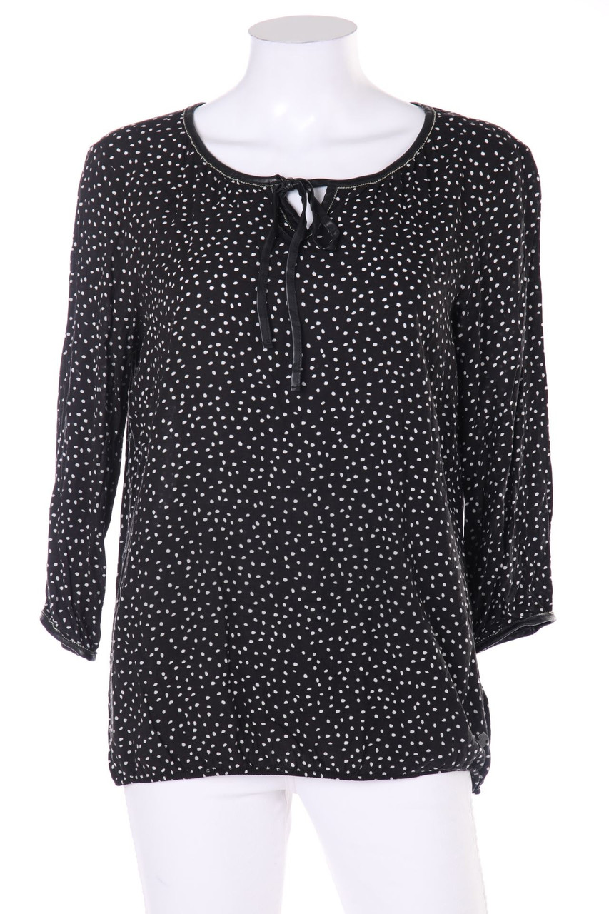 TOM TAILOR - Print-Bluse mit 3/4-Ärmel mit Kunstleder-Details - D 40