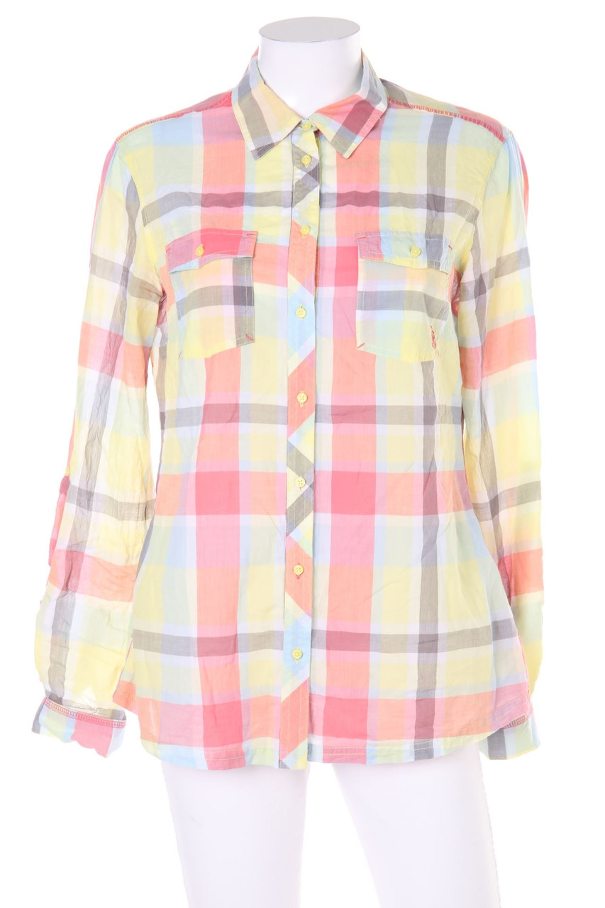 s.Oliver - Karo-Bluse mit Roll-up-Manschette - D 38